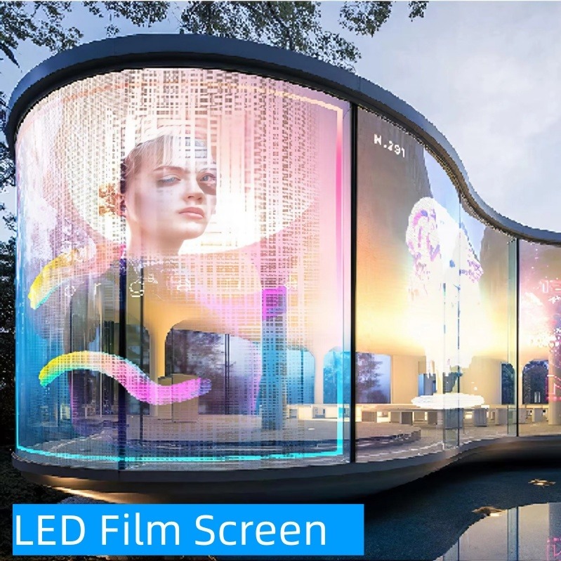 LED film on curved building